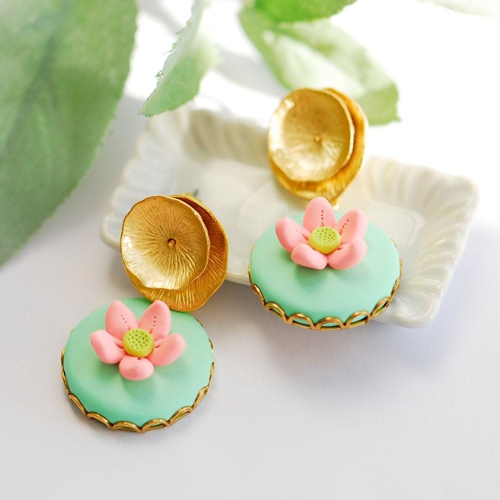 Lotus pond earrings