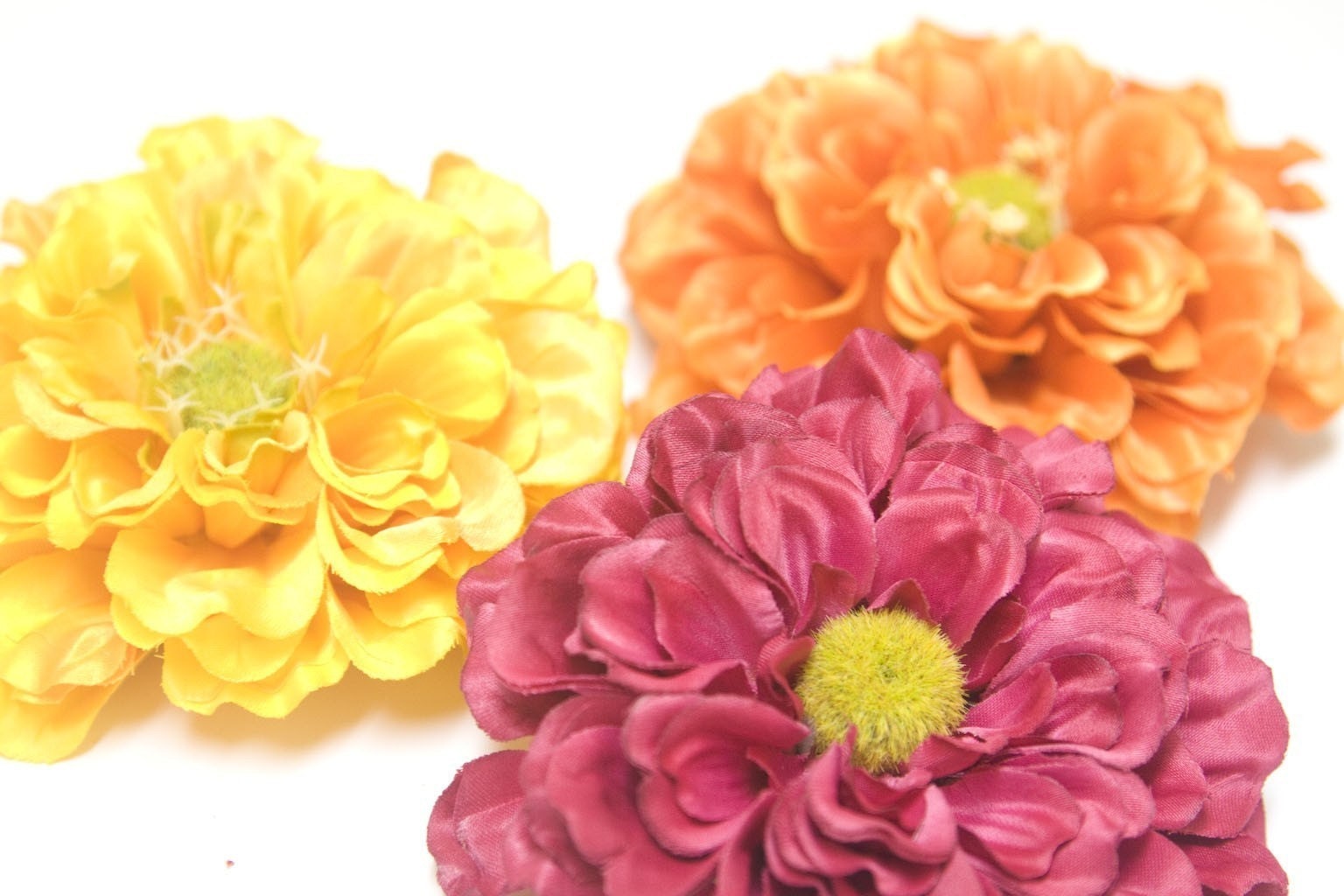 Photography Prop Perfect Portrait Large Zinnia Flower Hair Clip, Fuchsia, Yellow OR Orange