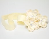 Ivory Velvet Hydrangea Flower Blossom Headband
