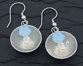 sterling silver earrings with vintage glass blue flowers and pearls