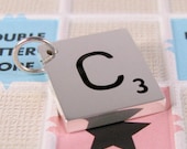 sterling silver scrabble tile pendant - customize with your initial