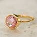 Gold Pink Quartz Ring - Gemstone Ring - Stacking Ring, Brilliant Round Cut