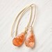Gold Sunstone Earrings - Simple Hooks - Peaches and Apricot
