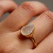 Gemstone Ring - Druzy Ring - White Agate Druzy - Teardrop Shape - Stacking Ring