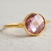 Gold Pink Quartz Ring - Gemstone Ring - Stacking Ring, Brilliant Round Cut