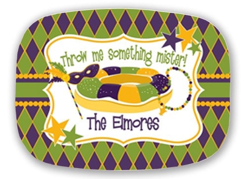Personalized Melamine Platter-Mardi Gras