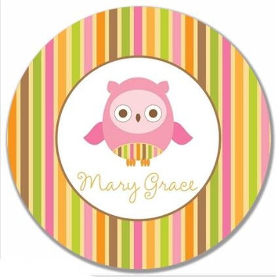 Personalized 10" Melamine Plate--Mod Owl Girl