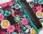 iPad case, ipad cover, ipad sleeve, iPad 2 PADDED cover for Tablets- Lazy Daisy with Teal Minky