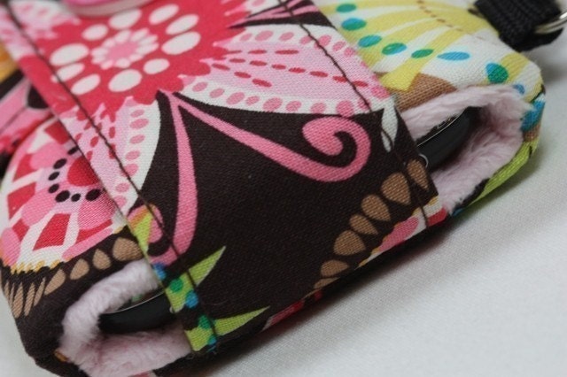 iPhone5 Case Sleeve /iPhone 4 Cover- PADDED -Carnival Bloom with Minky and Pocket
