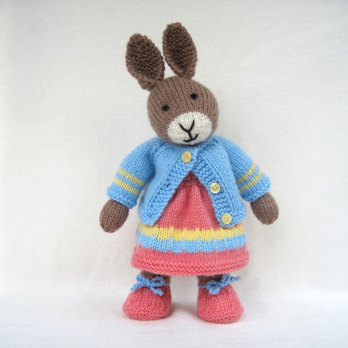 Mother Bunny - knitted toy rabbit doll - INSTANT DOWNLOAD - PDF email knitting pattern - ePattern