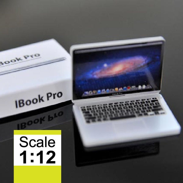 Notebook LBook (McBook Pro) miniature Scale 1:12 for Dollhouse miniature or similar doll