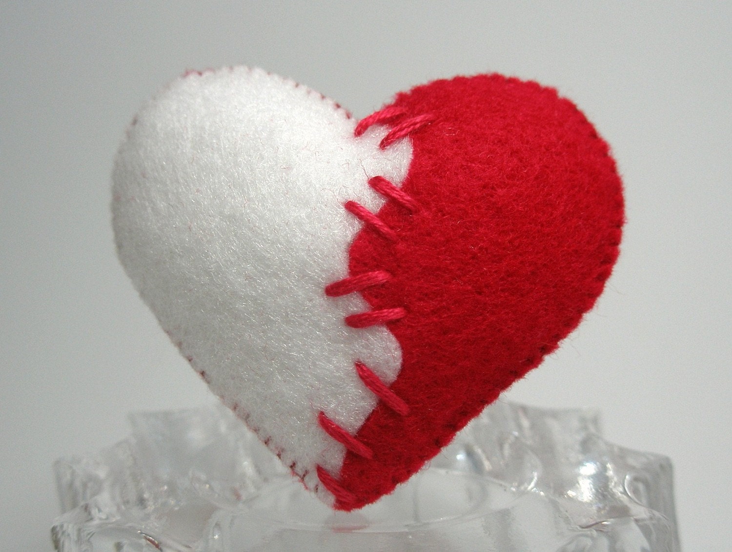 Red And White Heart Brooch