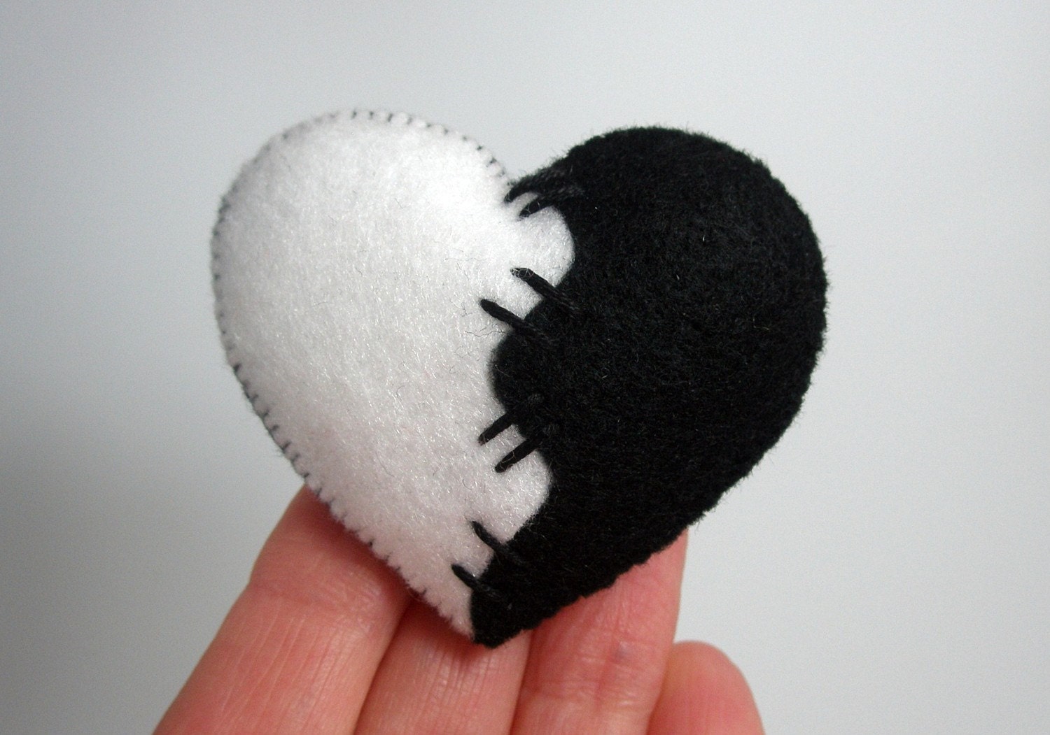 Black And White Heart Brooch