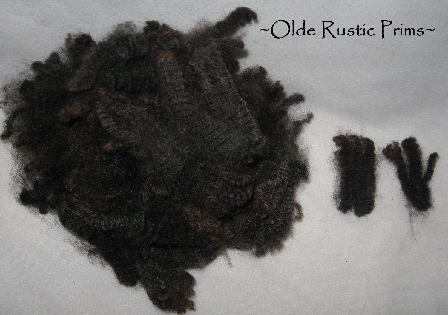 Crimped Soft Black 3" Washed and Separated Wool for Primitive & Reborn Doll Hair-ONE FULL OUNCE