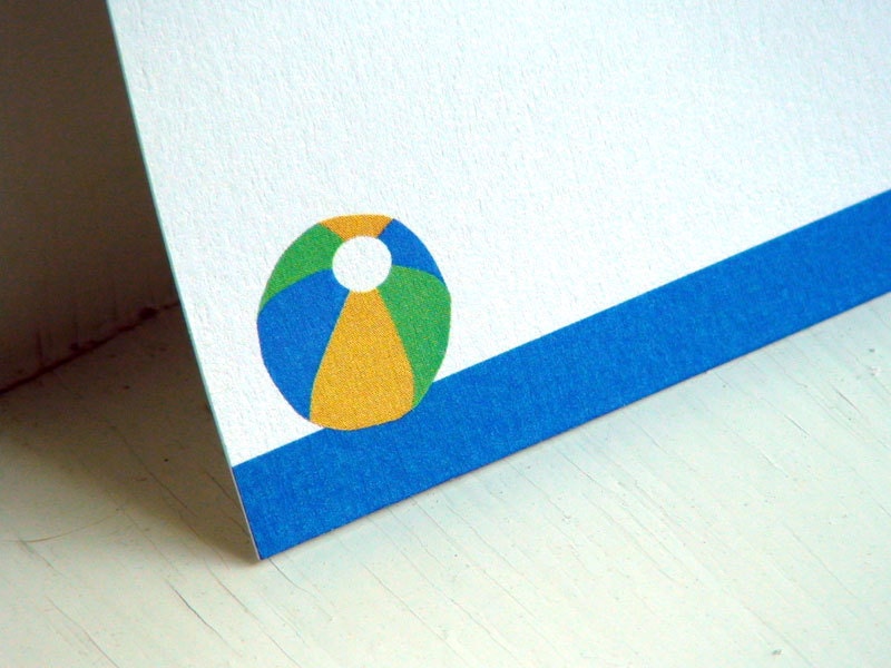 Beach Ball Personalized Stationery - Thank You Note Cards - Flat Notes - Notecards - Set of 10