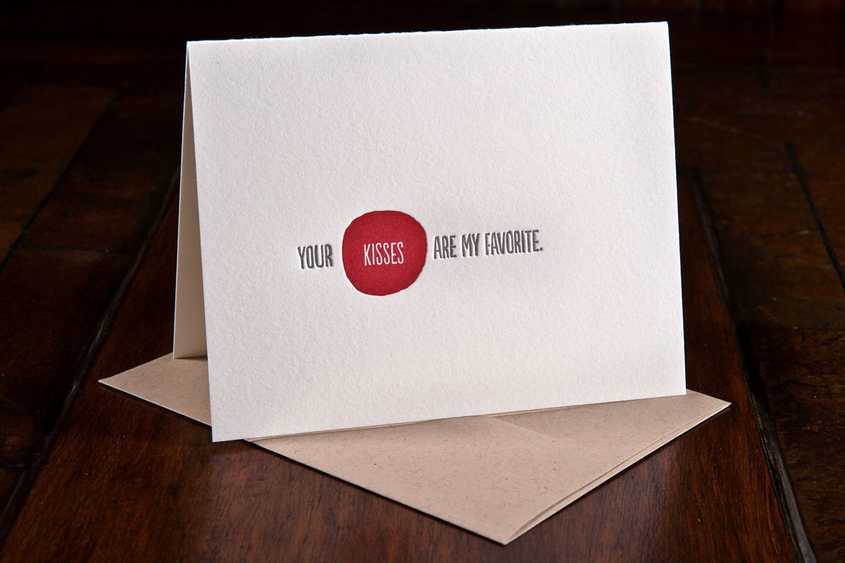 Your Kisses letterpress card - single