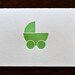 Pram (green) letterpress card - set of six