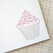 Cupcake Letterpress Stationery - Set of 6 Flat Notes