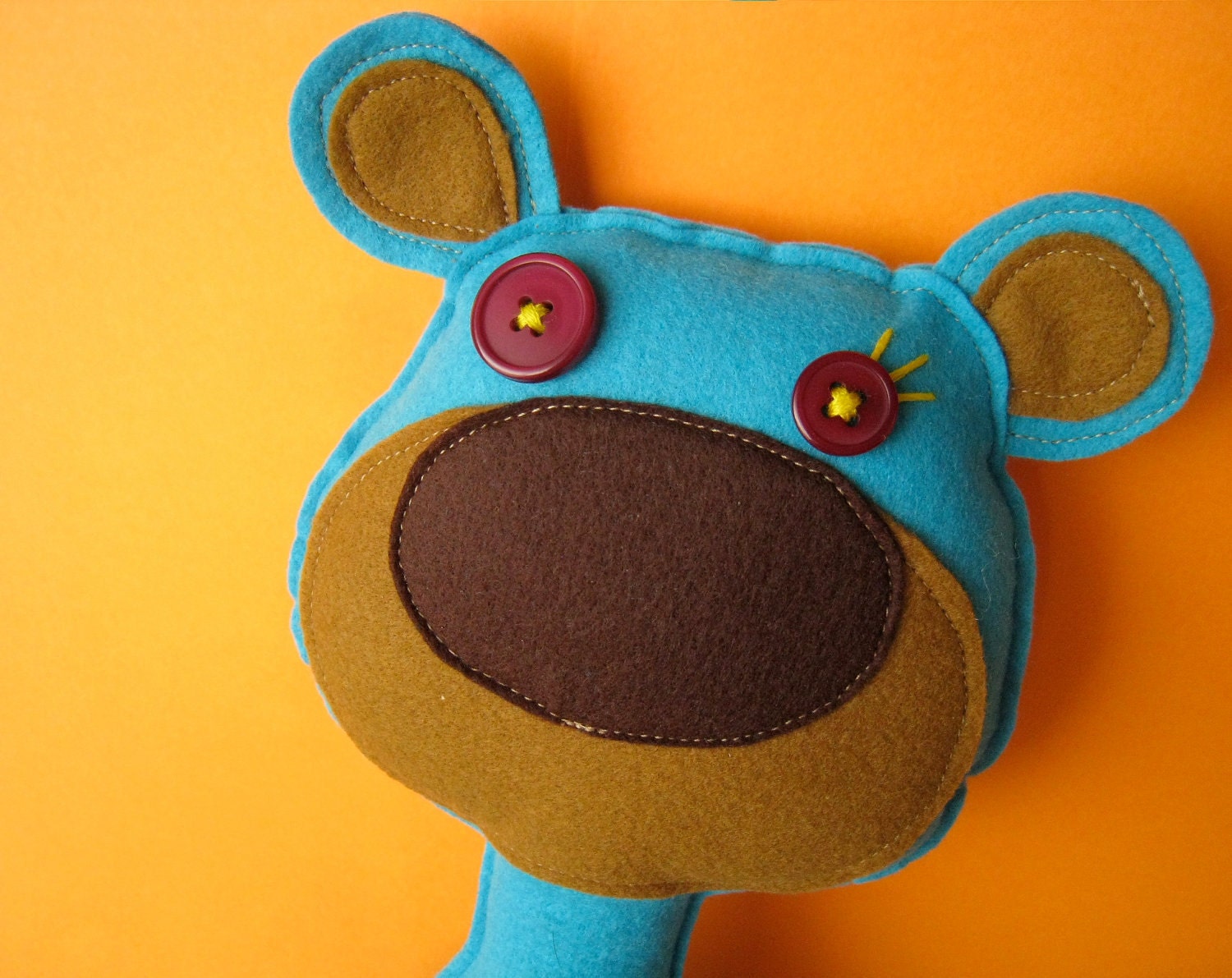 Bear Plush Felt Huggable Doll - Large Blue Bear