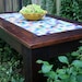 Coffee Table with Glass Mosaic Tile Inlay (Tropical Breeze), Rustic Contemporary, Reclaimed Wood, Light Java Finish - Handmade