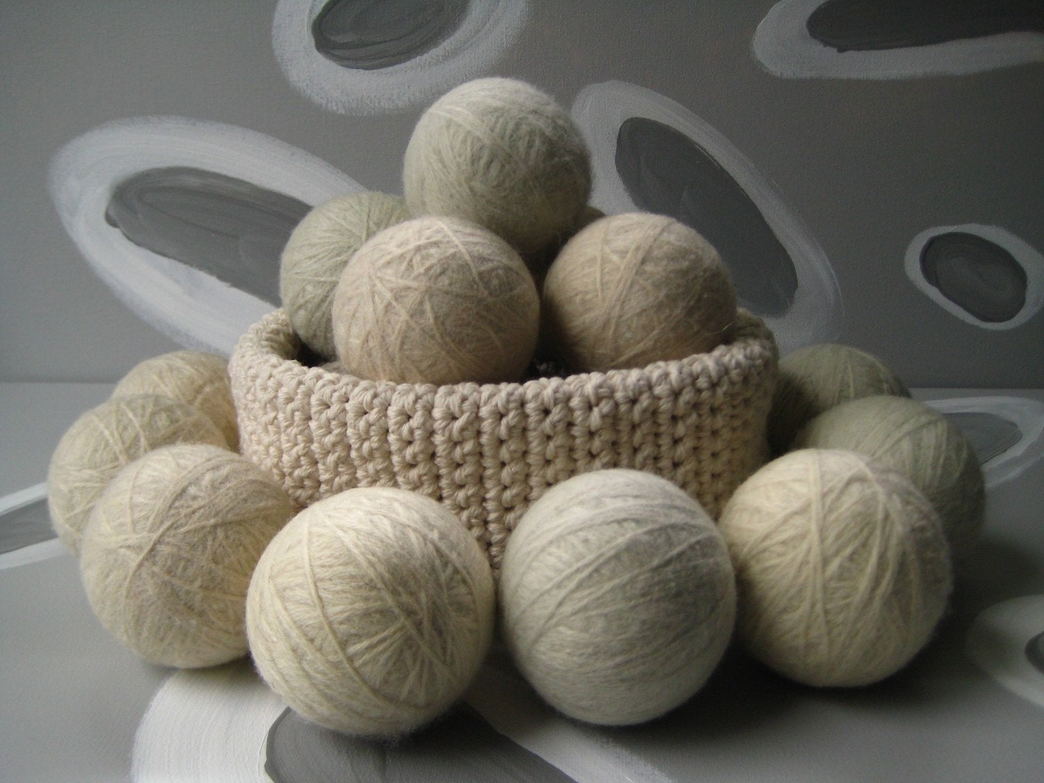 XL Large Dirty Girl Wool Dryer Balls set of 6 - cream color