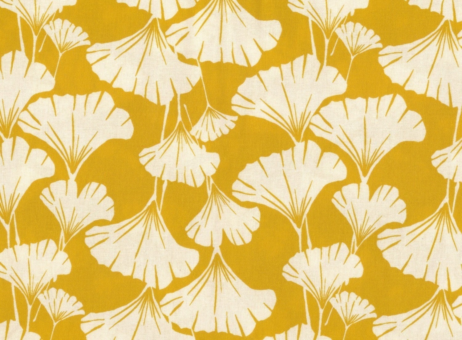ginkgo leaves print fabric -mustard yellow-fat quarter-quilting weight cotton