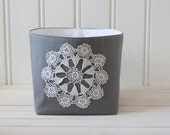 small storage bin, grey and white