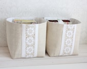 Set of two small storage bins, linen