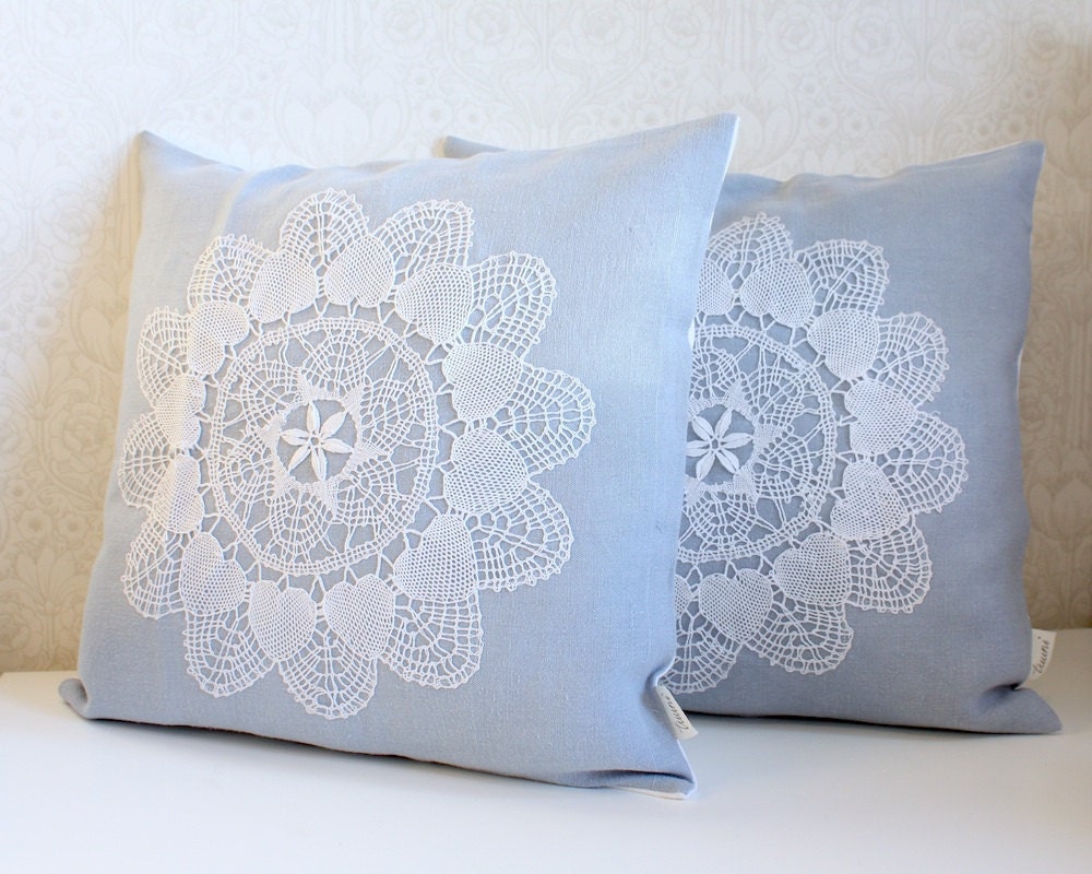 set of two pillow covers 16x16 inches, sky blue
