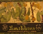 Vintage Lima Beans encaustic can label 4.75 x 11