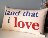 land that i love - Hand Stamped Lumbar Pillow Cover