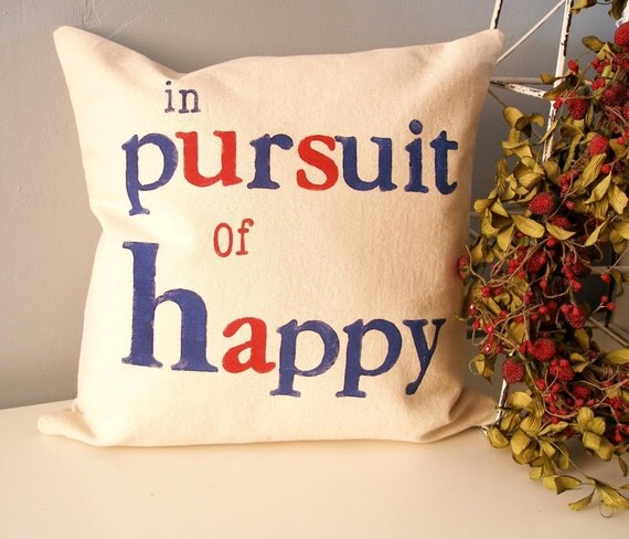 In Pursuit Of Happy Hand Stamped Pillow Cover