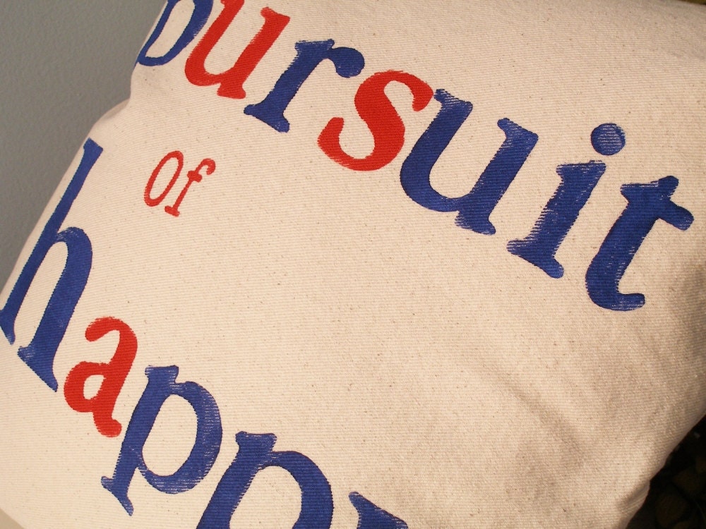 In Pursuit Of Happy Hand Stamped Pillow Cover