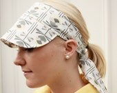Tie back sun hat - grey yellow white - 1950s style