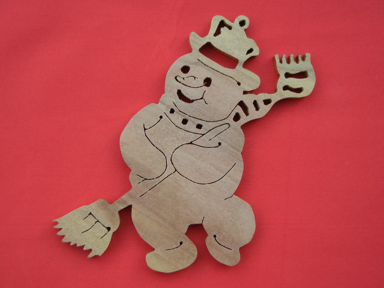 Fretwork Snowman Christmas Holiday Ornament Woodworking Gift Tag