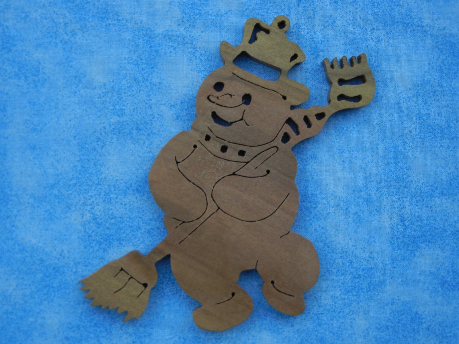 Fretwork Snowman Christmas Holiday Ornament Woodworking Gift Tag