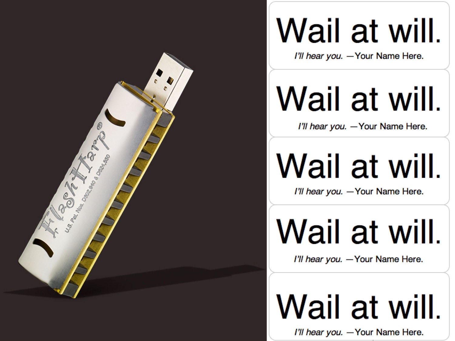 VIP Executive gifts, corporate gifts, Four 8GB Harmonica USB Flash Drives
