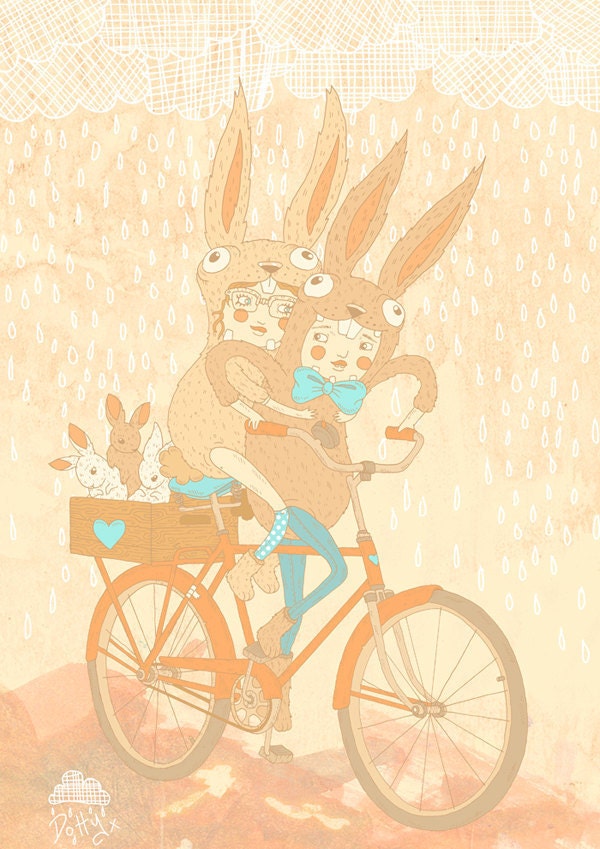 Bunnysuits and Bicycles A3 Print