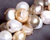 Multicolored White Grey Cream Fresh Water Pearl Earrings - Barcelona