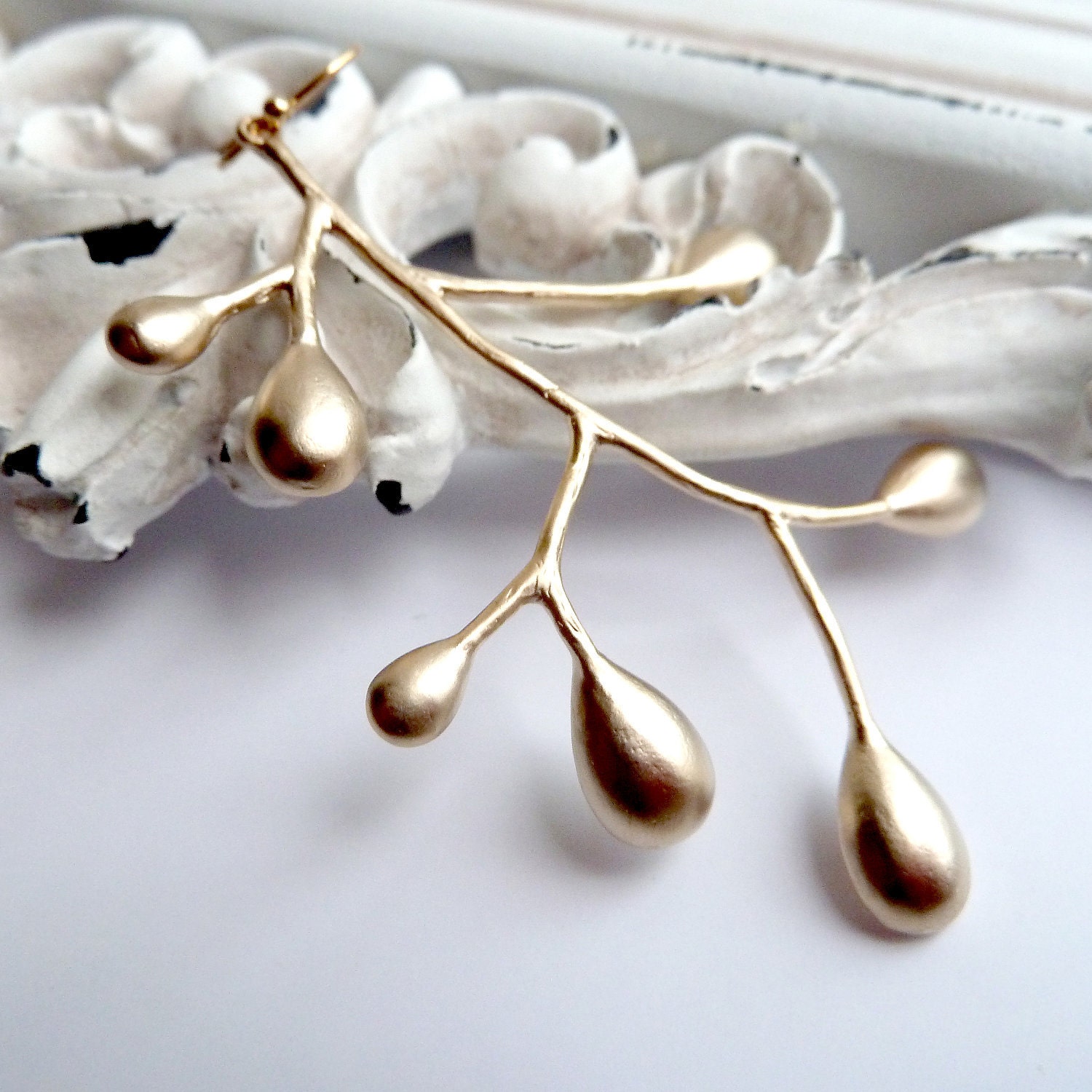 Large Gold plated twig earrings - the large Laos earring is here