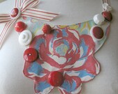 VINTAGE FLORAL RED Vintage Fabric Bib Necklace by MaggieGlynn