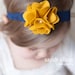 Mustard Yellow Felt Flower with Navy Blue Lace Headband