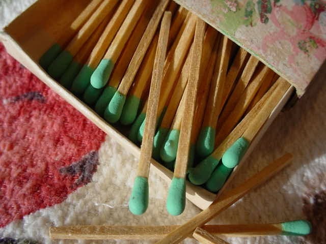 Beauty in the Mundane. Vintage FLORAL MATCHBOX with Chic and Shabby colored matches