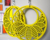 Maya Crescent Moon Yellow Wooden Earrings