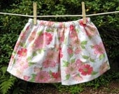 Eco Friendly Pillowcase Toddler Skirt size 3T Peach and Pink Linen Flowers