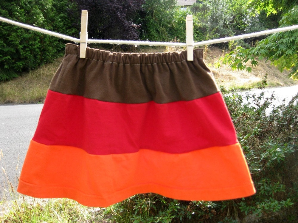 Eco Friendly Toddler Skirt Brown Red and Orange size 4T OOAK