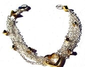 Bracelets-Silver/Gold  Bracelet-Heart  Bracelet -Gold Crystal Bracelet- Silver bracelet- Chain Bracelet-By KMGEMS