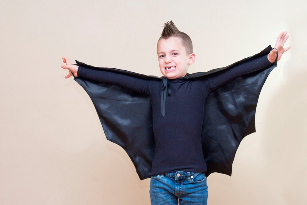 Handmade Child Cape Bat  Costume Scary Halloween Photo Prop Black - OriginalsbyLaurenToo