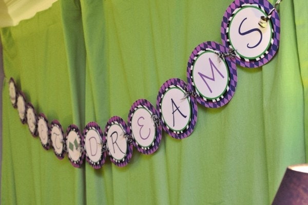 Zzzebra Sweet Dreams Banner for Dessert Table (Purple, Green, Black and White) Il_570xn