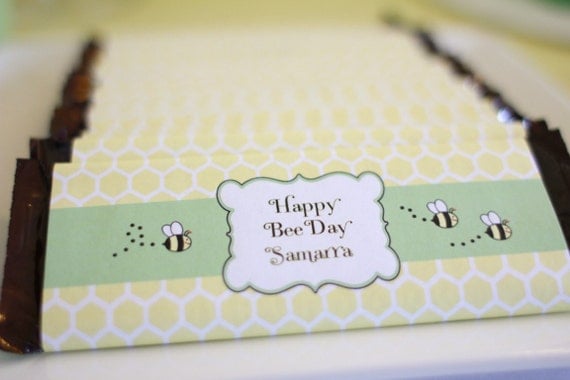 Bumble Bee Candy Wraps (yellow, green, black and white) - Ready Made x 12 Il_570xn